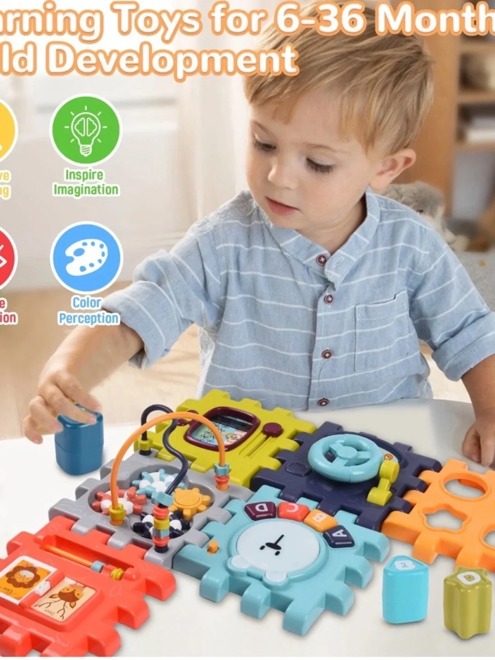 Multifunctional Activity Cube for Toddlers - Coral & Teal